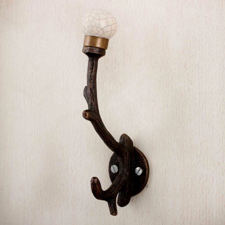 Solid Cream Crackle Tree Hooks-EHG-82